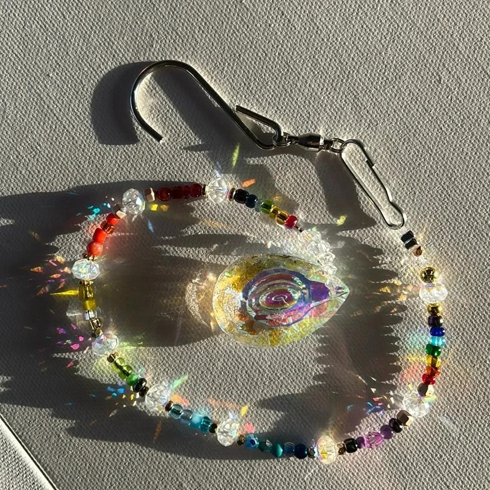 ✨ Handmade rainbow crystal suncatcher w crystal prism 🌈🌞 Window or Car decor - Picture 4 of 9